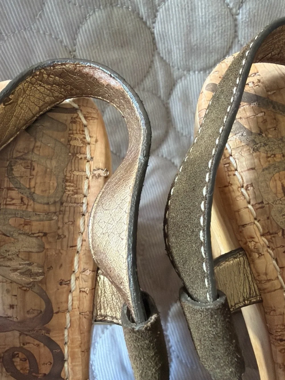 Sam Edelman Olive Green Suede Platform Sandals with Wood-Look Heel